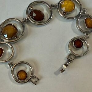 Lia Sophia Silver and Brown Gemstone Bracelet